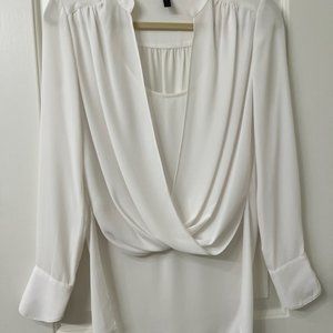 BCBG Hi Low Draped Front Blouse